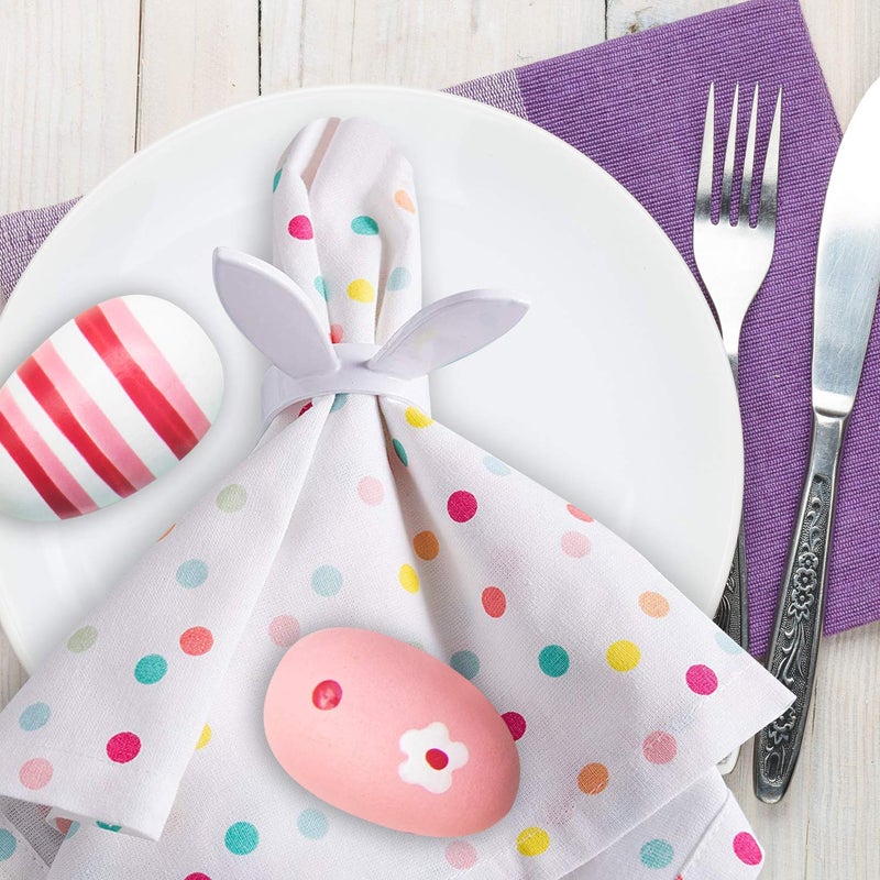 FEPITO 12Pcs Easter Bunny Ear Napkin Rings Rabbit Napkin Ring Holders Table Decorations for Spring Easter Party - Image 4